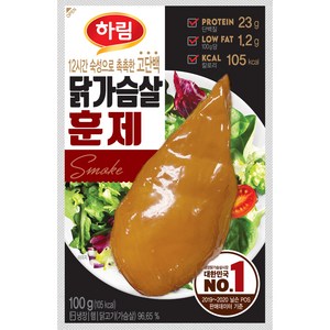 하림 닭가슴살 훈제 100g, 10개