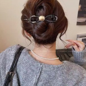 YIEUN 왕진주트위스트핀 올림머리 반묶음머리 포니테일 일자핀 헤어핀