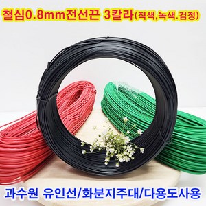 (샤인몰) 철심0.8mm 칼라타이 전선끈 과수원 유인선 약130M 1개 무료배송/3칼라선택/전선타이/원예철사, 검정색(원형)