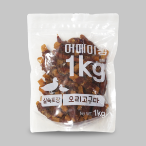 펫레터 어메이징 대용량 강아지 간식, 오리고구마, 1kg, 1개