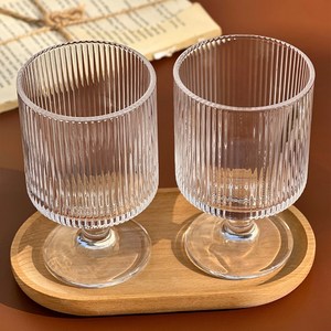 빈티지 플리츠 고블렛 커피잔 와인잔 240ml, 4개