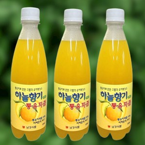 하늘향기 통유자즙 500ml x 3병 무농약 껍질째 갈아만든 유자과즙 유자액 무농약 유자청, 6개, 1개입