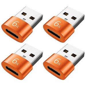 제이스마트 6A 고속 C타입 to USB A 3.0 변환젠더, 2cm, 오렌지, 4개