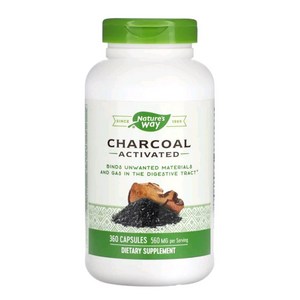 Natue's Way Activated Chacoal Binds Unwanted Mateials and Gas* 560mg pe Seving 360 Capsules, 360정, 1개