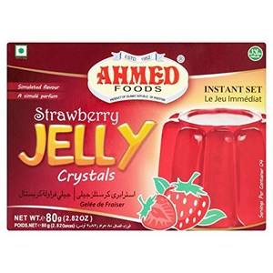 아메드 할랄 젤로 채식 크리스탈 젤리, 딸기, 85그램 (1 AHMED Halal Jello Vegetarian Crystal Jelly, Strawberry, 85 Gram (P