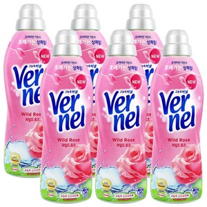 버넬 고농축 섬유유연제 와일드 로즈 본품, 900ml, 6개