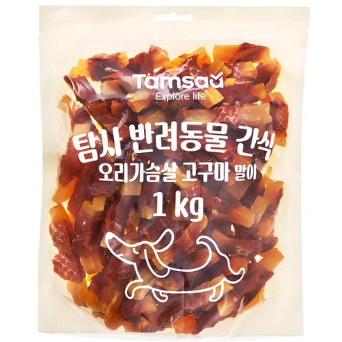 훈련 보상이나 산책 뒤 간식으로 나눠 주기 쉬운 오리와 고구마 조합의 반려동물 간식입니다. - 1