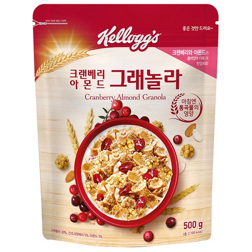 켈로그 크랜베리 아몬드 그래놀라 시리얼 500g, 500g, 1개