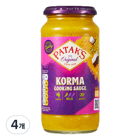 파탁스 코르마 쿠킹 소스, 450g, 4개