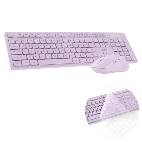지클릭커 OFFICE PRO 인체공학 무소음 무선 키보드 + 마우스 세트, WMK10, 퍼플, 일반형