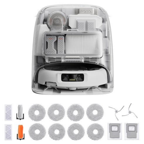DJI ROMO P 로봇청소기 + 액세서리 키트 세트, 투명 + 화이트(청소기), 단일색상(키트), CR8E