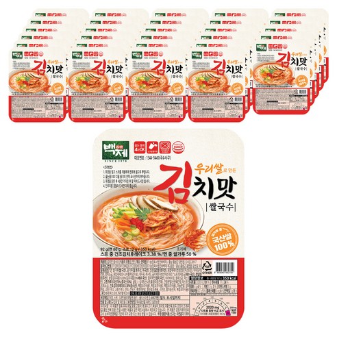 백제 쌀국수 김치맛 92g, 92g, 48개