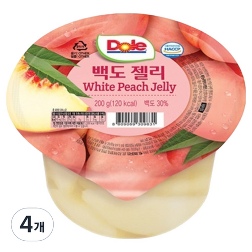 돌 백도 컵젤리 1개입, 200g, 4개