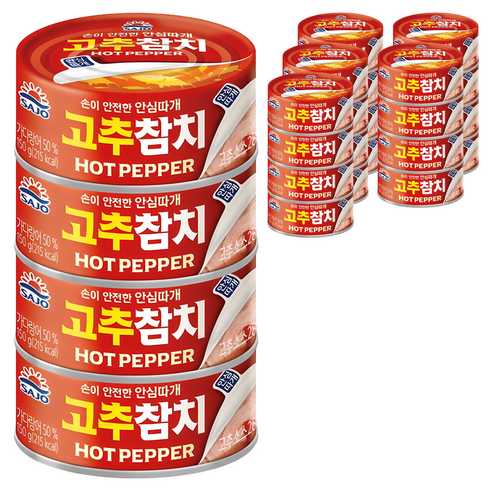 사조참치 고추참치 안심따개, 135g, 16개
