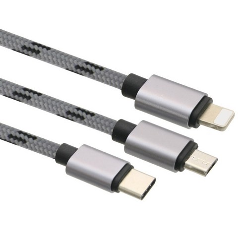 컴스 USB 3.1 타입-멀티단자 스마트폰 3 in 1 멀티 충전 케이블 ID123
