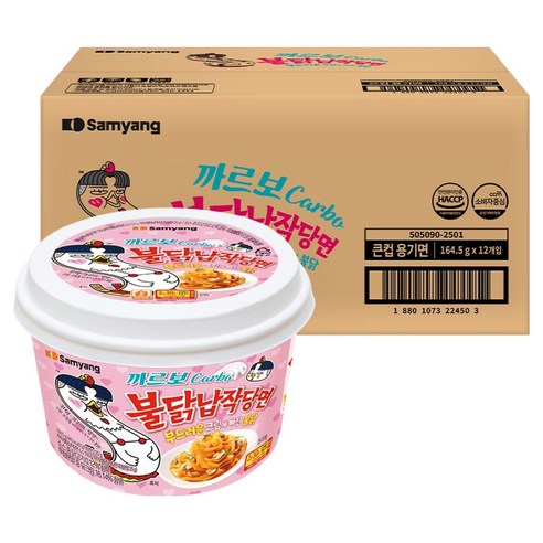 불닭 납작당면 까르보 164.5g, 12개