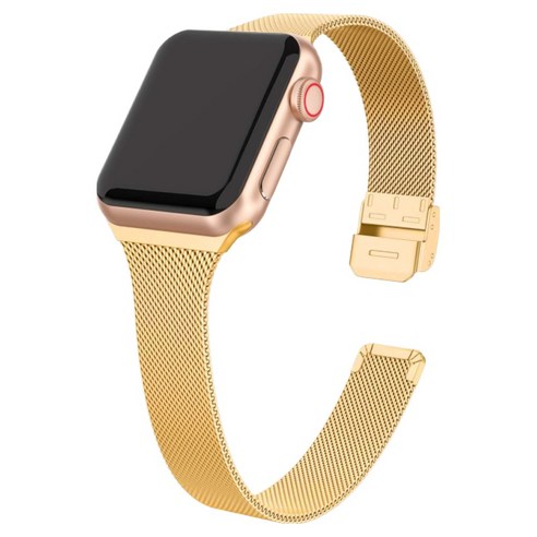 우먼스9999 스마트워치 슬림 밀레니즈루프 밴드 스트랩 38 / 40 / 41 / 42mm, 골드, 1개
