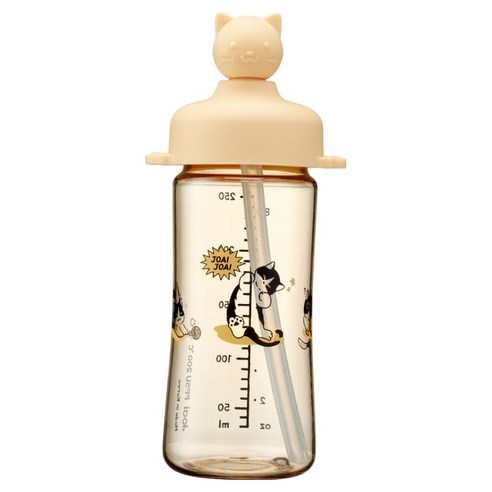 조아이 냥이 실리콘 토퍼 빨대컵, 250ml, 1세트, 망고