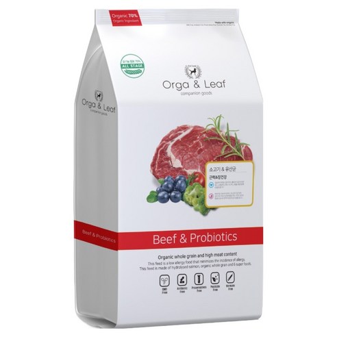 오가앤리프 강아지 가수분해 소고기 & 유산균 사료, 피부/피모+장건강, 5.6kg, 1개