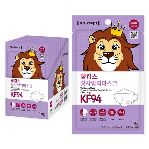 웰킵스 뉴스마트황사마스크 대형 KF94, 25개입, 1개