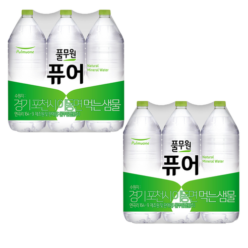 풀무원 퓨어 무라벨 생수, 2L, 12개