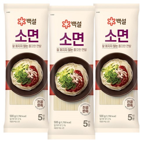 백설 소면, 500g, 3개