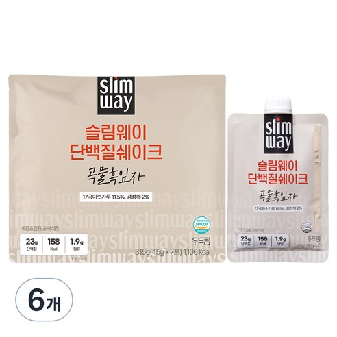 슬림웨이 단백질 쉐이크 곡물 흑임자 7p, 6개, 315g