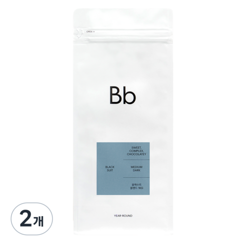 빈브라더스 블랙수트 블렌드 커피 원두 홀빈, 1kg, 2개