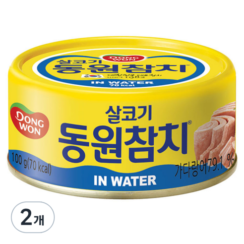 동원참치 살코기 인 워터, 100g, 2개