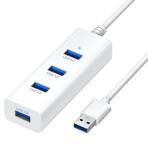 홈플래닛 4포트 무전원 USB3.0 허브, 화이트, 1개