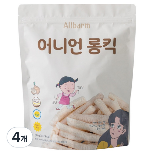 Allbarm 어니언 롱킥, 양파맛, 30g, 4개