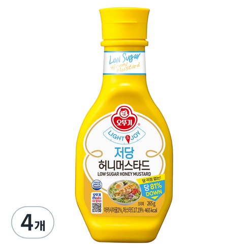 오뚜기 LIGHT 앤 JOY 저당 허니머스타드, 265g, 4개