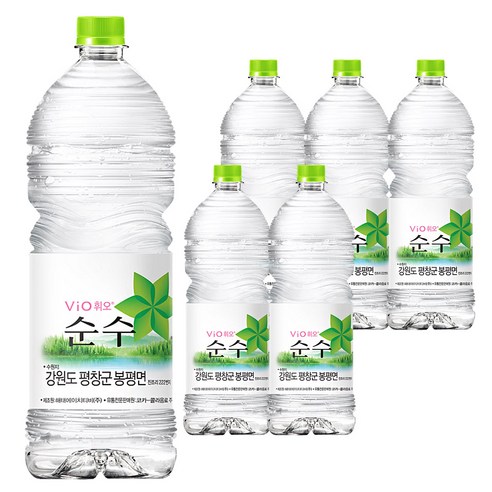 휘오 순수 생수, 2L, 6개