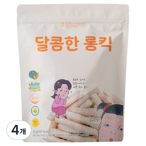 Allbarm 달콤한 롱킥, 단호박맛, 30g, 4개