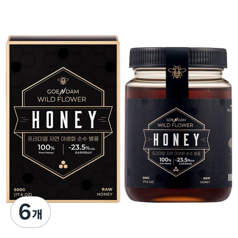 고은담 프리미엄 자연 야생화 순수 벌꿀, 6개, 500g