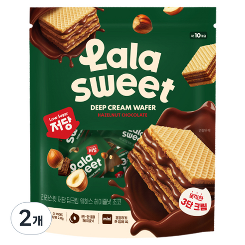 라라스윗 저당 웨하스 헤이즐넛 초코 10p, 2개, 80g