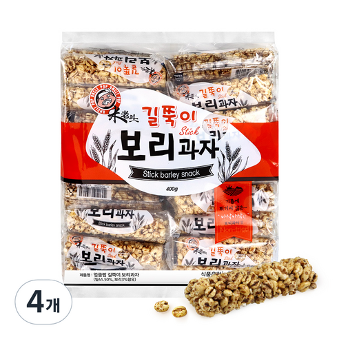 길쭉이 보리과자, 400g, 4개