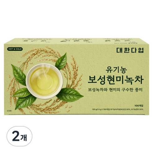 대한다업 유기농 보성 현미 녹차, 1.5g, 2개, 100개입