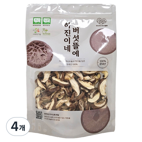하진이네버섯뜰에 무농약 건조 표고버섯 슬라이스, 4개, 100g