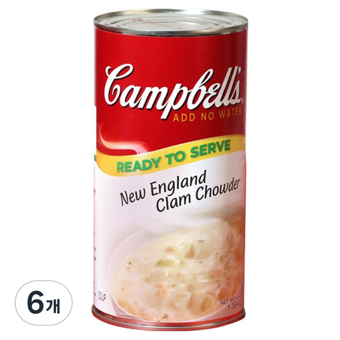 캠벨스 뉴잉글랜드 클램 차우더 스프, 6개, 1.36kg