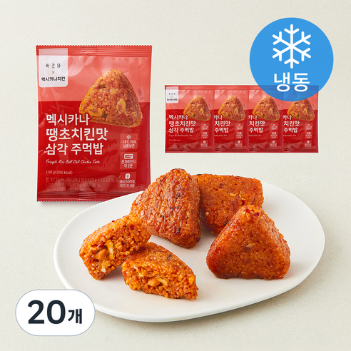 [로켓프레시] 바르닭 멕시카나 땡초치킨맛 삼각 주먹밥 (냉동), 100g, 20개