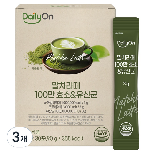 데일리온 말차라떼 100만 효소 유산균 30p