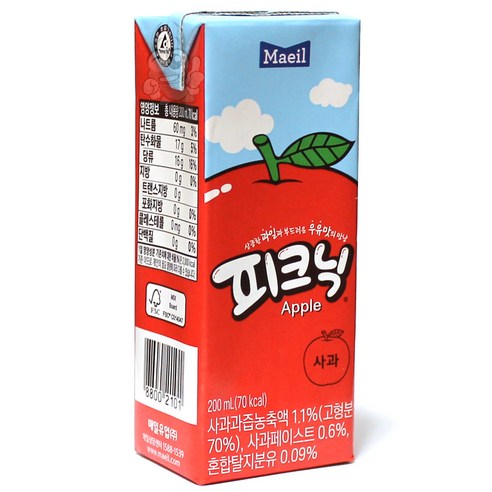 원하프피크닉(사과)200mlx6입/매일총알배송