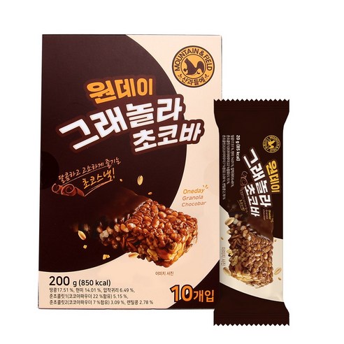 산과들에 원데이그래놀라초코바 20g 10개 세트, 3세트