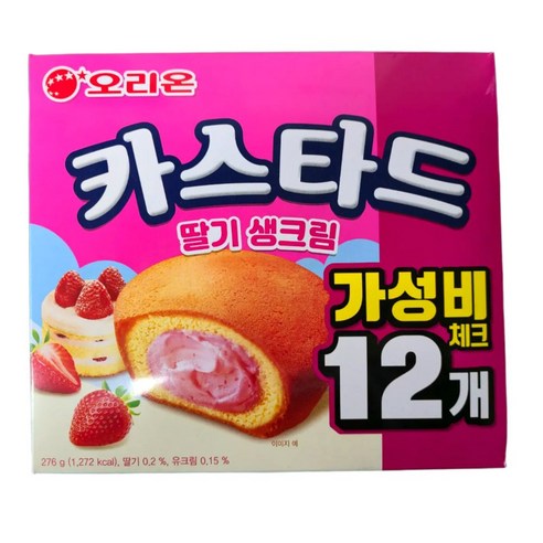 오리온 카스타드 딸기 생크림 12p, 276g, 2개