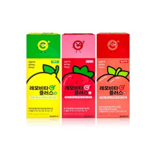 경남제약 레모비타플러스 비타민C 200mg 레몬 딸기 복숭아 3가지맛, 3개, 120정