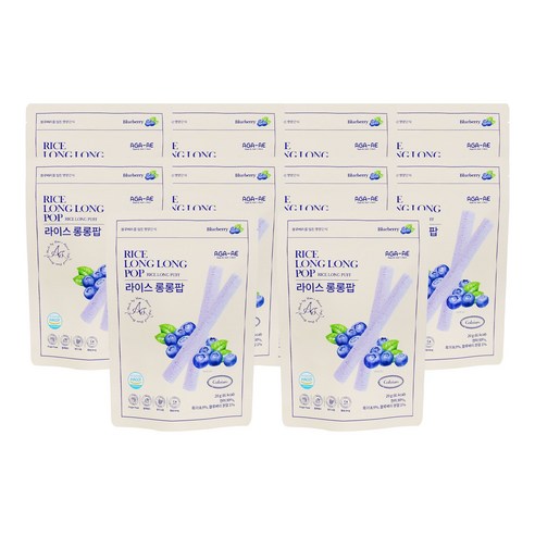 라이스롱롱팝 유기농 쌀과자, 떡뻥,, 5개, 20g, 블루베리