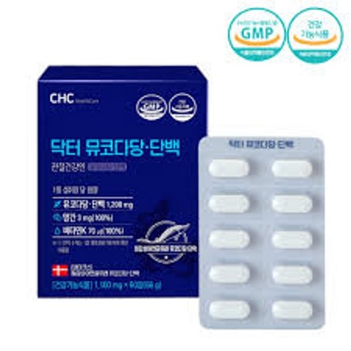 반짝할인 CHC 닥터 뮤코다당단백 콘드로이친 1200 철갑상어연골 1,100mg 1개월분, 60정, 1박스