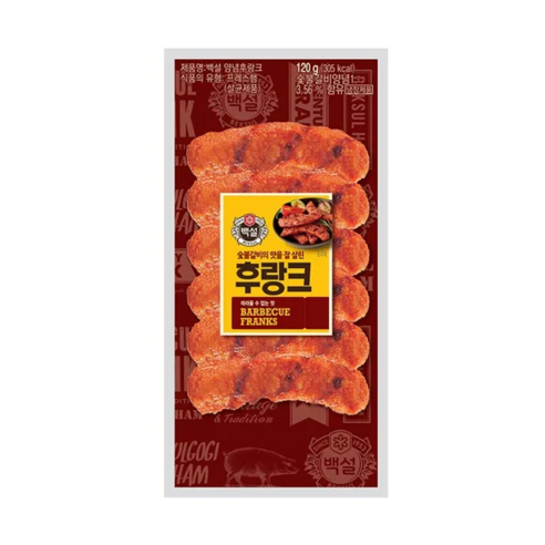 백설 (냉장)[백설]숯불갈비후랑크 후랑크소시지, 5개, 120g