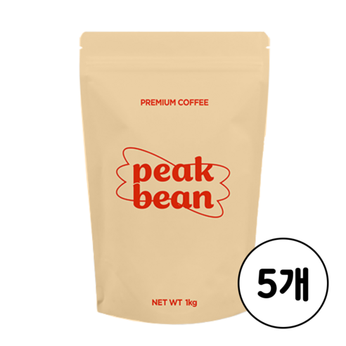 피크빈 고소한 브라질 싱글오리진 커피 원두 홀빈, 5개, 1kg, 홀빈(분쇄안함)